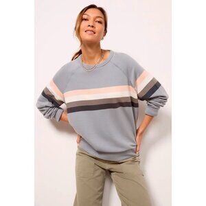 NWT WOMEN'S FAHERTY COASTAL CLOUD CREW SWEATSHIRT BLUE WESTWARD STRIPE